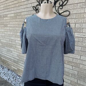 LNV white/black cotton blouse size L